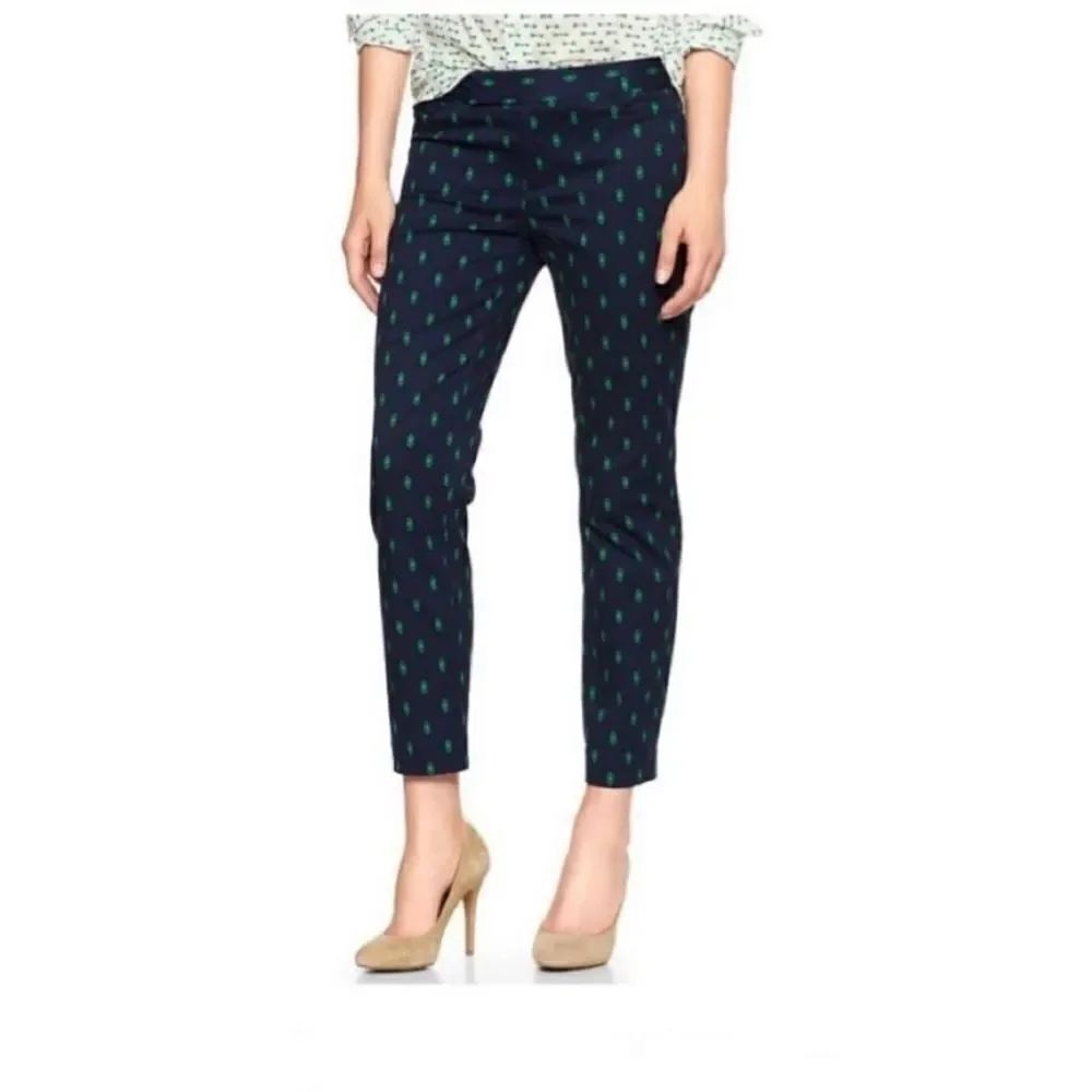 NWT Womens Gap Slim Cropped Navy Blue Diamond Print Cropped Pants - Sz 6P 6 P